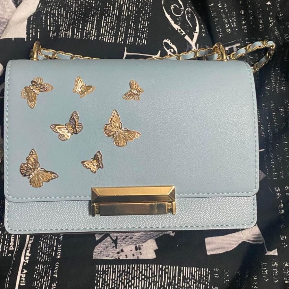Blue butterfly purse
